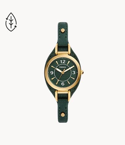 FOSSIL Carlie Three-Hand Green Eco Leather Watch ES5241I