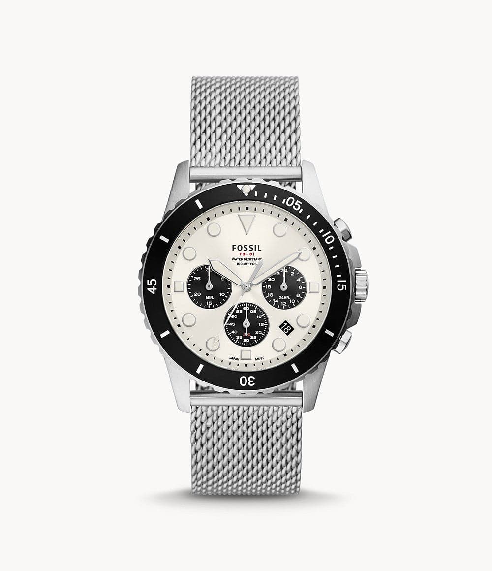 FOSSIL FB-01 Chronograph Stainless Steel Mesh Watch FS5915I - Kamal Watch Company