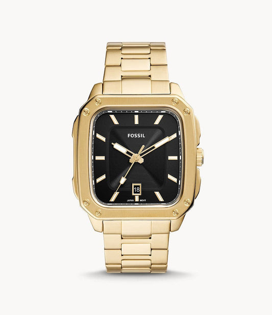 FOSSIL Inscription Three-Hand Date Gold-Tone Stainless Steel Watch FS5932I - Kamal Watch Company