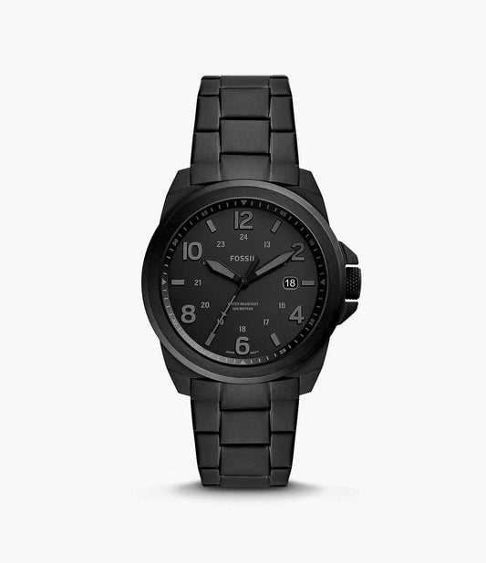 FOSSIL Bronson Three-Hand Date Black Stainless Steel Watch FS5940I - Kamal Watch Company