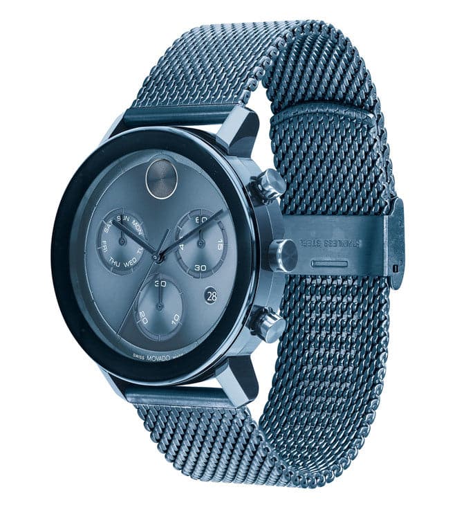 Movado bold chronograph blue dial store men's watch