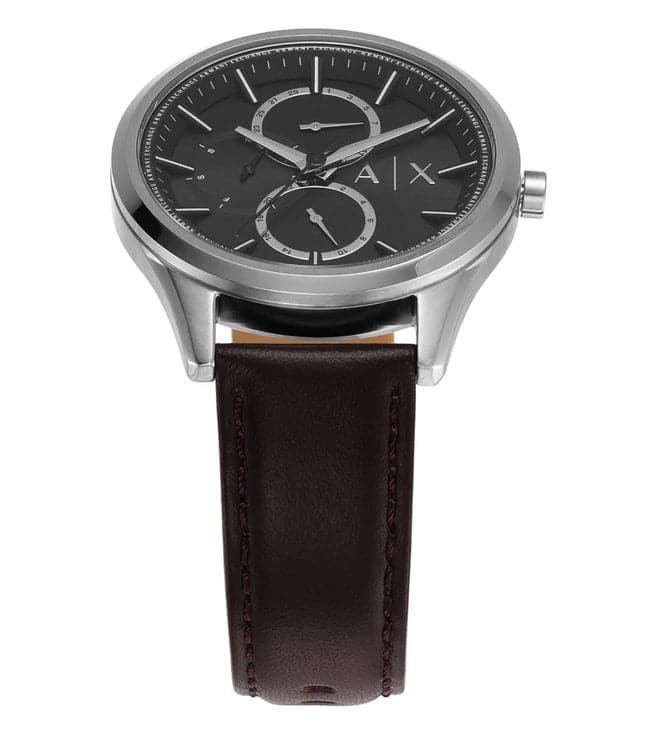 Armani exchange black sale leather watch