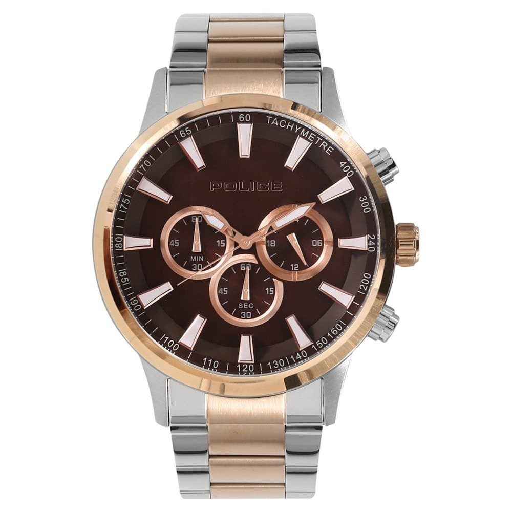 Police Brown Dial Metal Strap Watch