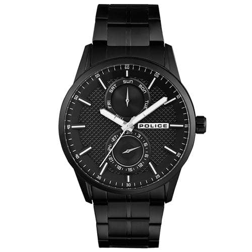 Police Round Analog Carbon Design Black Dial Men'S Watch