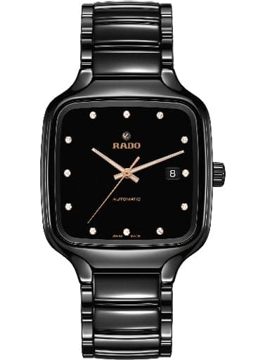 Rado True Square Automatic Women Black Diamond Dial Watch