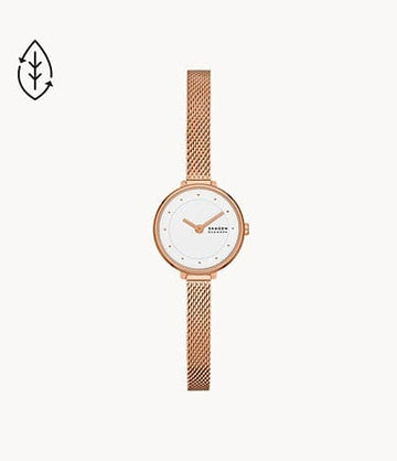 SKAGEN Gitte Lille Two-Hand Rose Gold Stainless Steel Mesh Watch SKW3043 - Kamal Watch Company