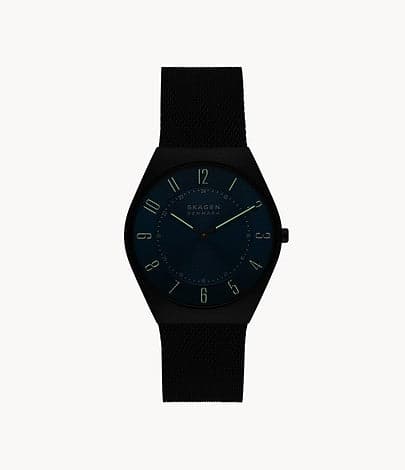 SKAGEN Grenen Ultra Slim Two-Hand Midnight Stainless Steel Mesh Watch SKW6840I - Kamal Watch Company