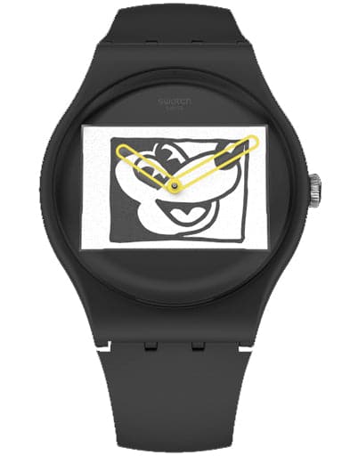 Swatch Keith Haring Mickey Blanc Sur Noir Suoz337