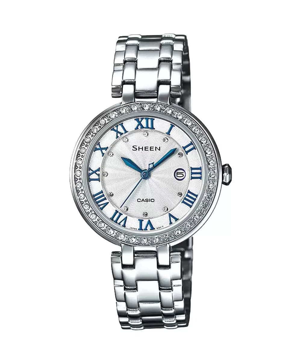 Casio Sheen Analog White Dial Women'S Watch