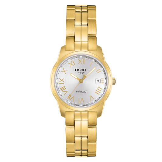 Tissot Women's PR 100 Gold-Tone Silver Dial Watch - Kamal Watch Company