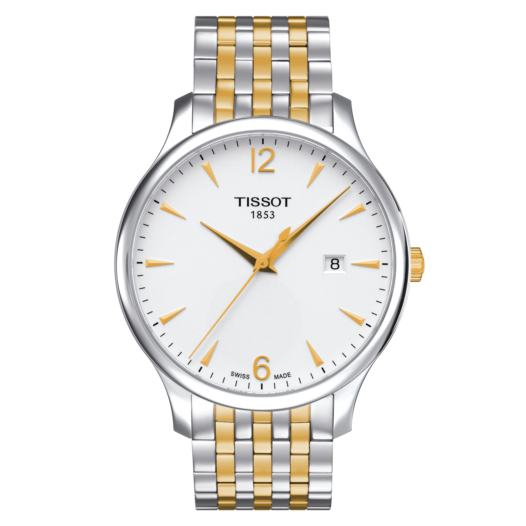 Tissot T-Classic Tradition White Dial Two Tone Men'S Watch