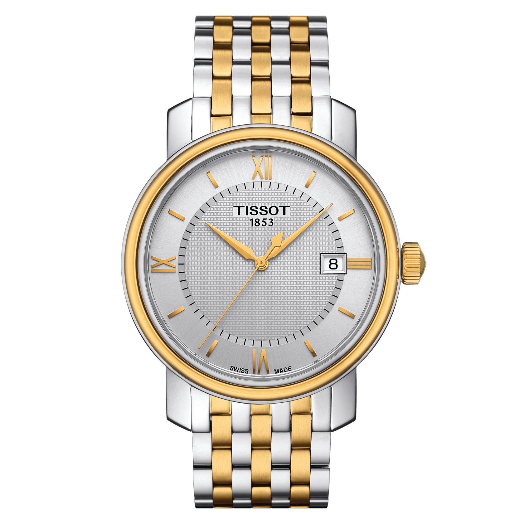 Tissot Bridgeport Quartz Silver Dial Steel & Yellow Gold Pvd Men'S Watch