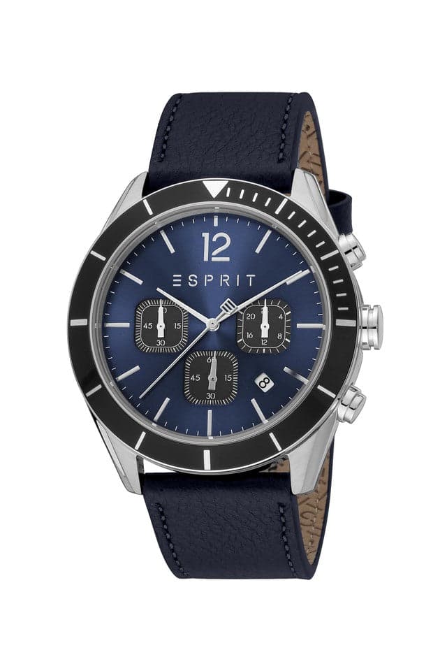 Esprit Mens 38 mm Dark Blue Dial Leather Analog Watch - ES1G391L0015