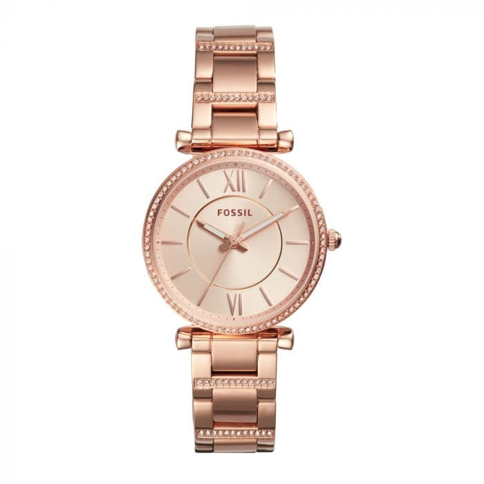 Fossil Carlie Three-Hand Rose-Gold-Tone Stainless Steel Watch - Kamal Watch Company