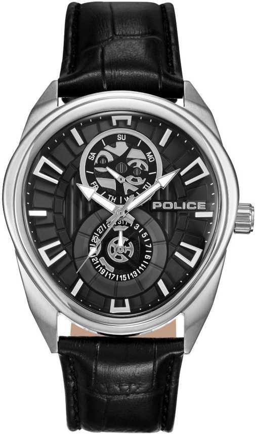 Police Black Dial Black Leather Strap Watch - Kamal Watch Company