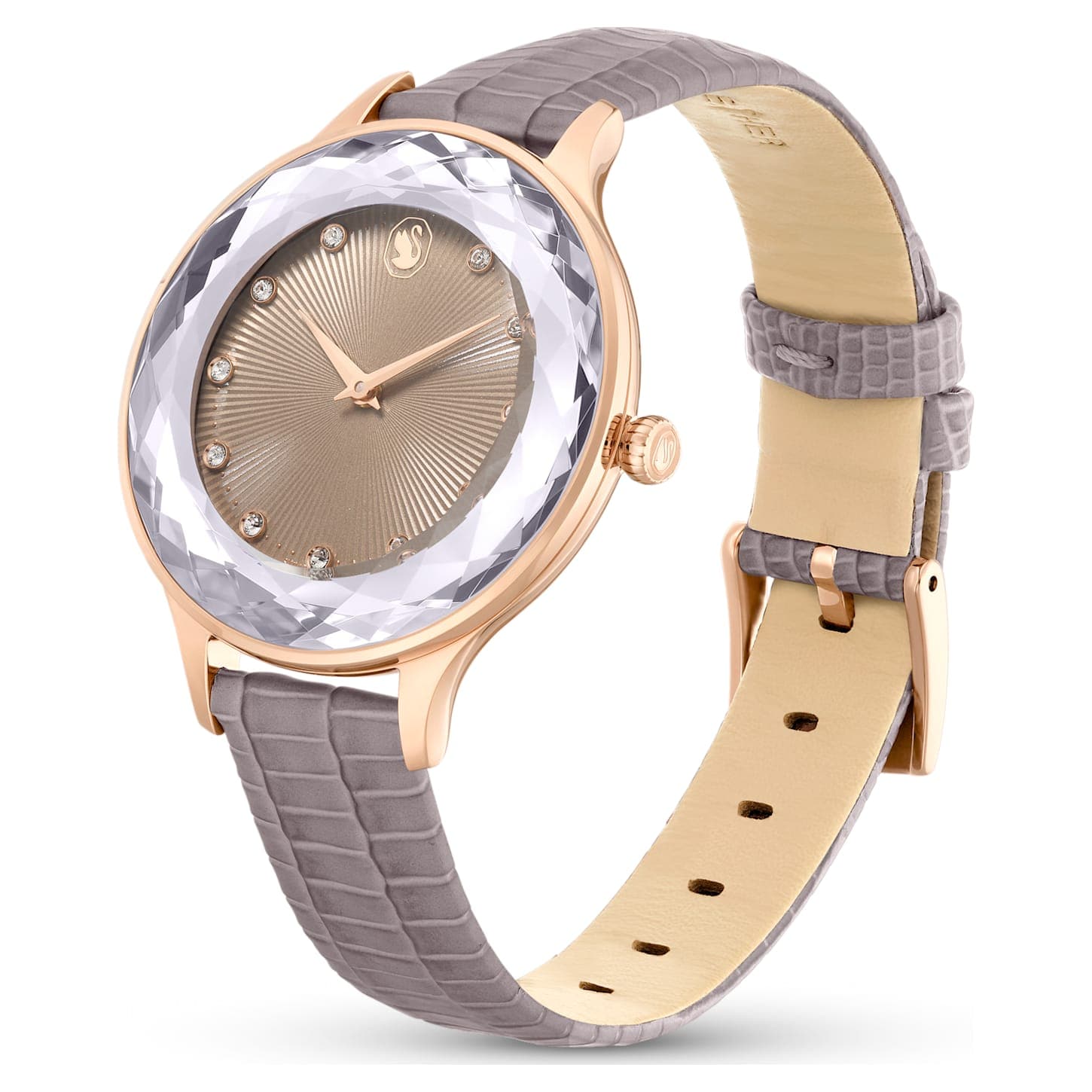 Octea Nova watch Swiss Made, Leather strap, Beige, Rose gold-tone finish - Kamal Watch Company