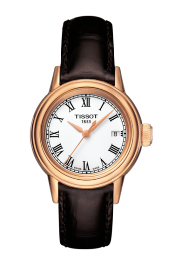 TISSOT Carson White Dial Brown Leather Ladies Watch T085.210.36.013.00 - Kamal Watch Company