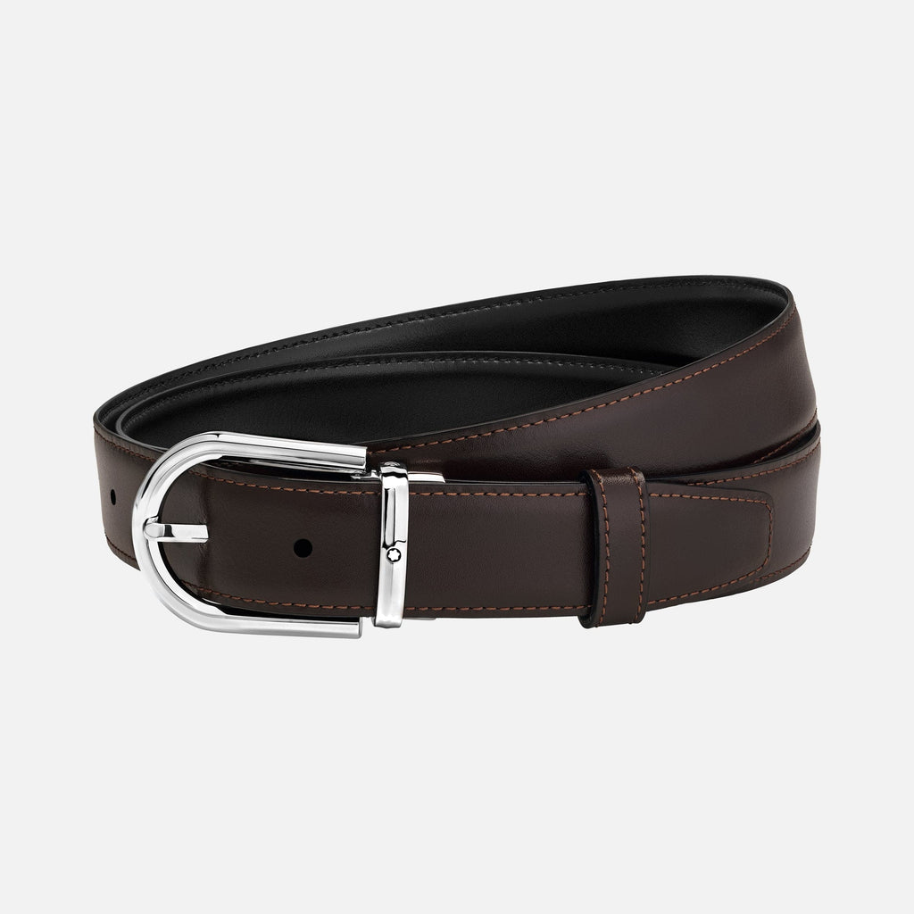 Horseshoe buckle brown 30 mm leather belt - Luxury Belts – Montblanc® US
