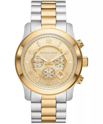 Michael Kors Runway 45 mm Gold Dial Stainless Steel Chronograph Watch for Men - MK9075I